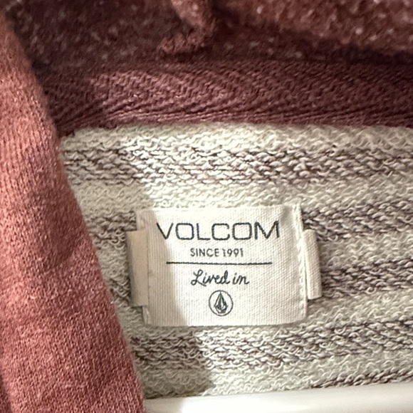 Volcom Maroon & Cream Striped Knit Hoodie - Picture 2 of 3